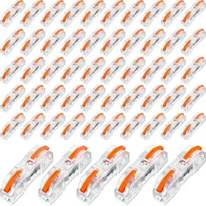 Lever Wire Connector Compact Wire Connectors Single Wire Connectors Assortment Splicing Connectors for 28-12 AWG(Clear, Orange)