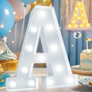 LED Marquee Letter Lights, Warm White and Cool White Decorative Lighted Letters, Light Up Alphabet Letters for Boys Girls, Party, Wedding, Bar, Night Light, Birthday Decoration, Letter A