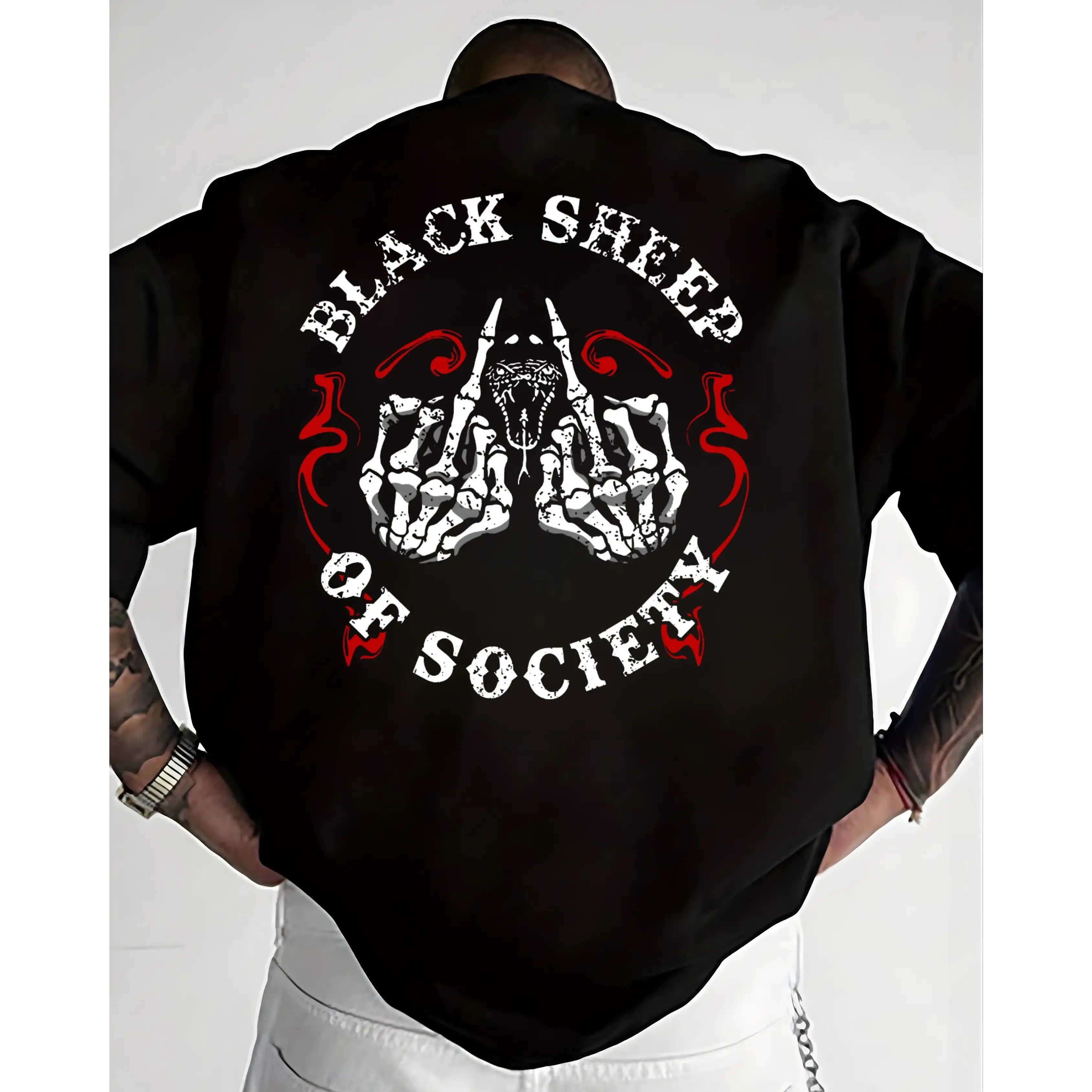 Black Sheep Of Society T-Shirt, Anti Social Rebellious Skull Shirt, Biker Outlaw Graphic Tee, Edgy Streetwear Punk Shirt