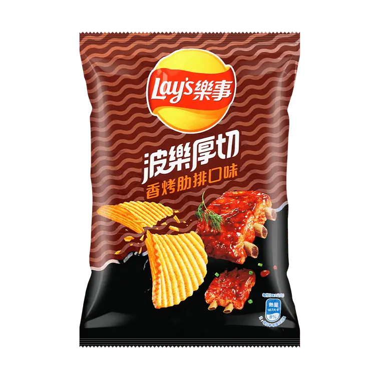 Lay's Crispy BBQ Pork Rib Flavor Potato Chips - Ambient Savory Snack, Crisps & Puffed Snacks, 59.5g, Barbecue
