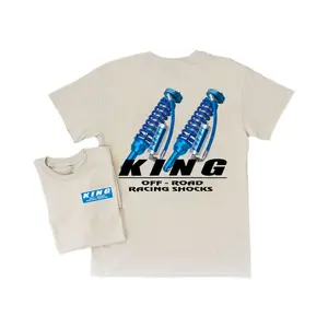 King Off Road Racing Shocks T Shirt 2 Sides Graphic Tee, Blue Coilover Suspension Design, Soft Cotton Blend T Shirt, Automotive Streetwear for Men & Women, Gift for Off Road Enthusiasts