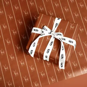 Reindeer Christmas Wrapping Paper: Elegant Burnt Orange Gift Wrap