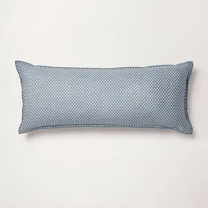 14"x36" Block Pattern Oblong Throw Pillow Blue - Hearth & Hand with Magnolia