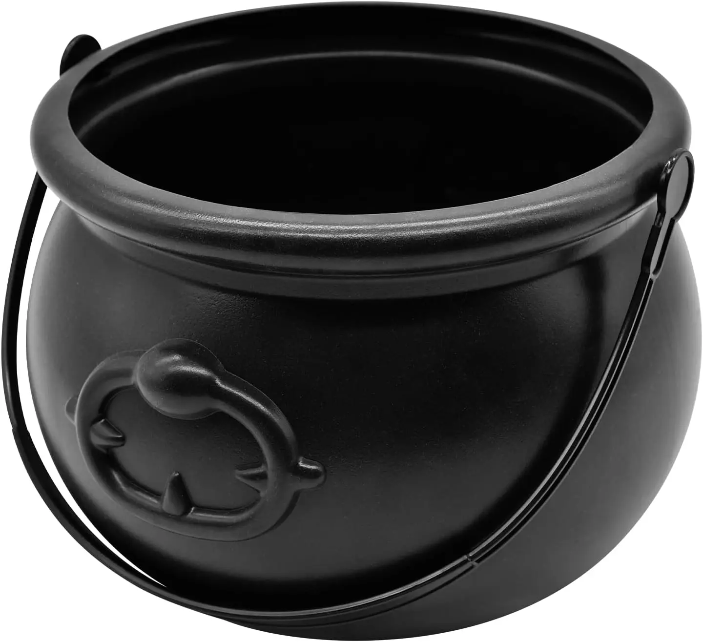 8" Black Plastic Cauldron Halloween Candy Bowl – Large Witch Cauldron Pot Bucket for Trick or Treat, Halloween Decorations & Party Supplies