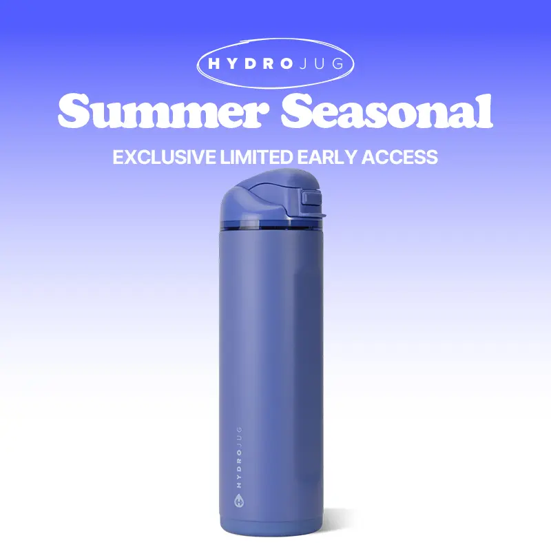 HydroJug Ease2o Water Bottle with Straw & Chug Lid, Stainless Steel, Vented Cap to Help Reduce Pressure, Water-Level Window, Cup Holder Friendly, Non-Slip Base