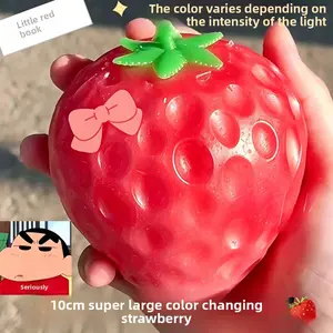 UV Light Color Changing Strawberry Squishy | Large Soft Squeeze Stress Relief Toy | Fidget Sensory Toy for Kids Adults | for Home Office School Travel | Cute Fruit Decompression Toy for Party Favors Gifts outdoorfun