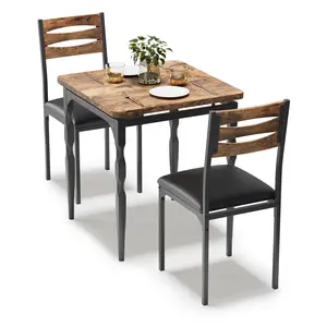 Space-Saving 3-Piece Dining Table Set for 2 – Modern Spiral Metal Legs – Cushioned Chairs – Compact Kitchen & Dining Room Furniture – Ideal for Apartments