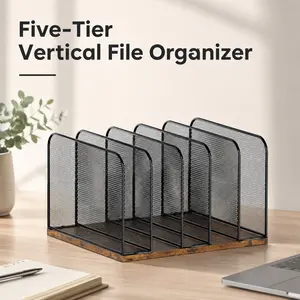 5-Section Desktop File Organizer, Vertical Folder, Document Classifier, Office Desk Organizer, Suitable for Offices and Classrooms, Office Supplies