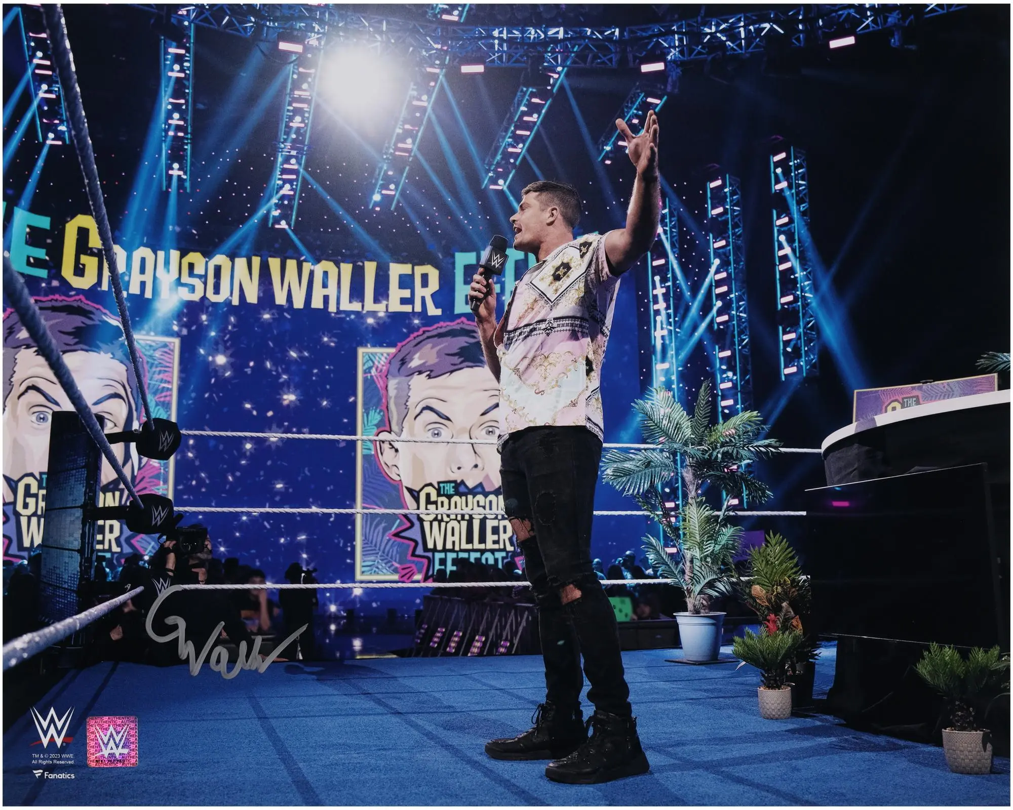 Grayson Waller WWE Autographed 16" x 20" Standing In Ring Photograph