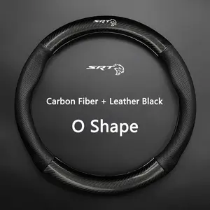 Car Anti-Slip Steering Wheel Cover Carbon Fiber Leather Booster Cover For SRT 4 6 8 10 for Dodge Ram 1500 Dart SRT Journey Accessories