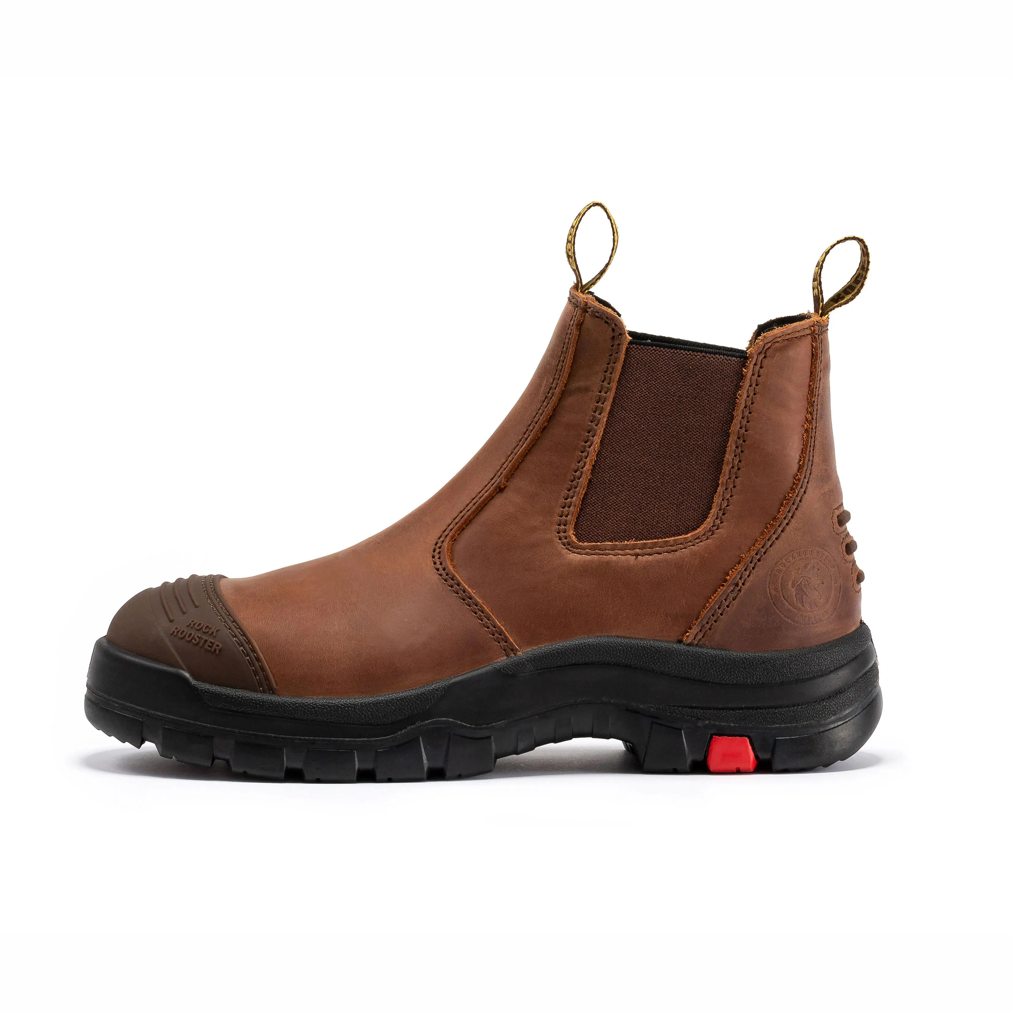 ROCKROOSTER Lumen/Gammon Men's Slip On, 6" Steel Toe Chelsea Work Boots, Toe Cap Oiled Leather Rubber Boots, Arch Support, Comfortable AK224/AK224ST