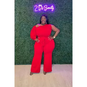 Plus Size Eyes On Me Red Jumpsuit