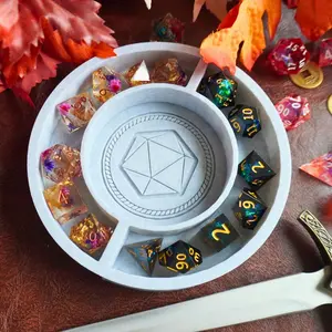 D20 Round DnD Dice Tray for Dungeons and Dragons and Tabletop Roleplaying Games, 3d print, Lightweight, Adventurers