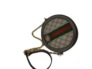 Pre-owned GUCCI GG Supreme Web Round Ophidia Chain Crossbody Bag/WJ06205428/5428