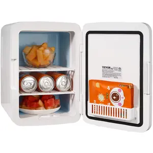 Vevor Mini Fridge, 10L/12 Can Luxury Skin Care Refrigerator, Small Beverage Fridges for Bedroom Office Dorm Car Travel, AC/DC Cooler Heat for Foods, Drink, Breast Milk Storage Chill, White
