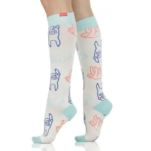 VIM & VIGR Slumbering Sloths Knee-High Compression Socks Seamless Toe, Graduated 20-30 mmHg Circulation Support for Travel, Work & All-Day Comfort (Nylon)