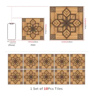 Vintage Wooden Puzzle Floor Sticker, Self-Adhesive Waterproof Scratch-Resistant, Easy Peel-And-Stick Flooring Tiles, Home Decor