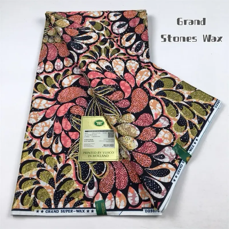 100% Ankara Grand Stone Fabric - Premium African Wax Print Fabric for Clothing, Home Decor