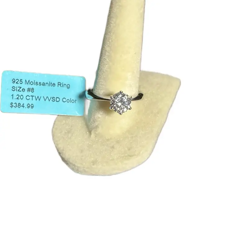 Round Brilliant Moissanite Diamond Ring - VVSD Color, 1.20ctw, Size 8