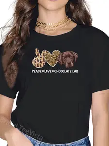100% Cotton Peace Love Chocolate Lab Owner Chocolate Labrador Lover T-Shirt