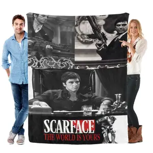 scarface blanket, the world is yours blanket, movie blanket, movie fan blanket, hip hop blanket, iconic movie gift, soft flannel throw, fleece throw blanket, couch throw blanket, bedroom blanket, warm throw blanket, birthday gift, holiday gift