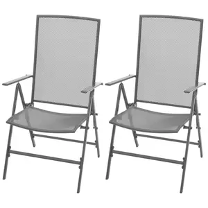 vidaXL Stackable Patio Chairs 2 Pcs, Outdoor Stack Chair with Metal Frame, Outdoor Dining Chair for Patio Garden Yard Deck Lawn, Steel Gray 42716