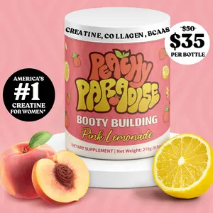 Peachy Paradise Creatine Monohydrate Powder for Women with Collagen & BCAAs 5g Vegan Creatine per Serving 30 Servings Smooth Pink Lemonade Flavor for Energy Recovery Performance & Muscle Mass - Fitness Supplement