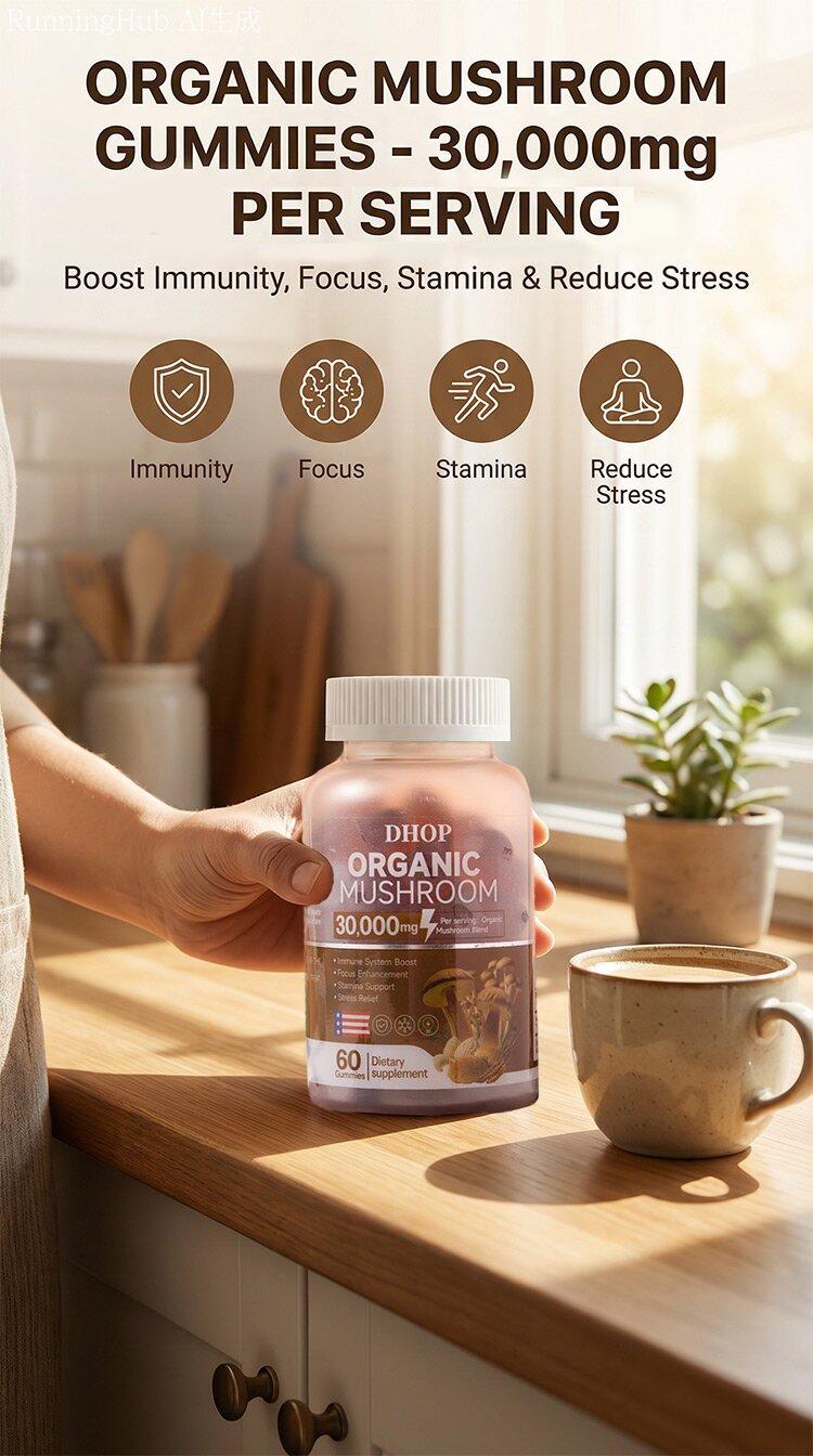 Boost Your Immunity Naturally!  DHOP 30,000mg Organic Mushroom Gummies