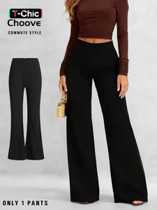Women's Commuter Fitted Flare Pants, Casual Work Pants, Comfortable Wear, Simple Commuter Style, Elegant Design, Perfect for Office & Casual