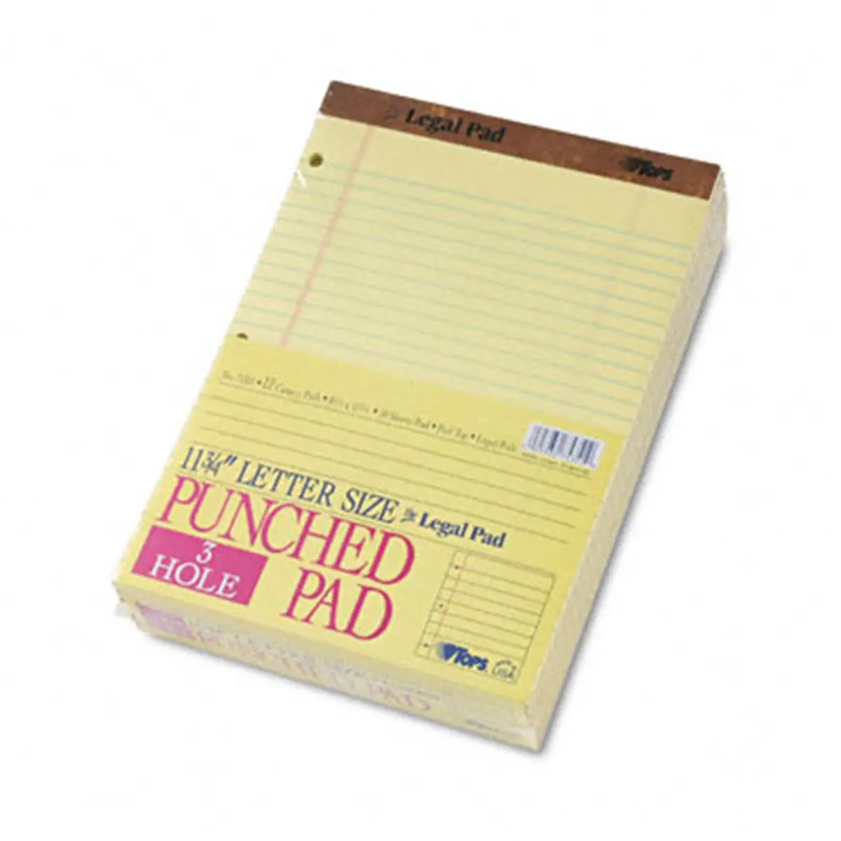 212 MAIN Legal Pad Notebook Paper - 12-Pack, 3-Hole Punched, Perforated 8.5"x11.75" Letter-Size Canary 28-Line Ruled Pages, Easy-Tear, Economical, 50 Sheets Each, Chipboard Back
