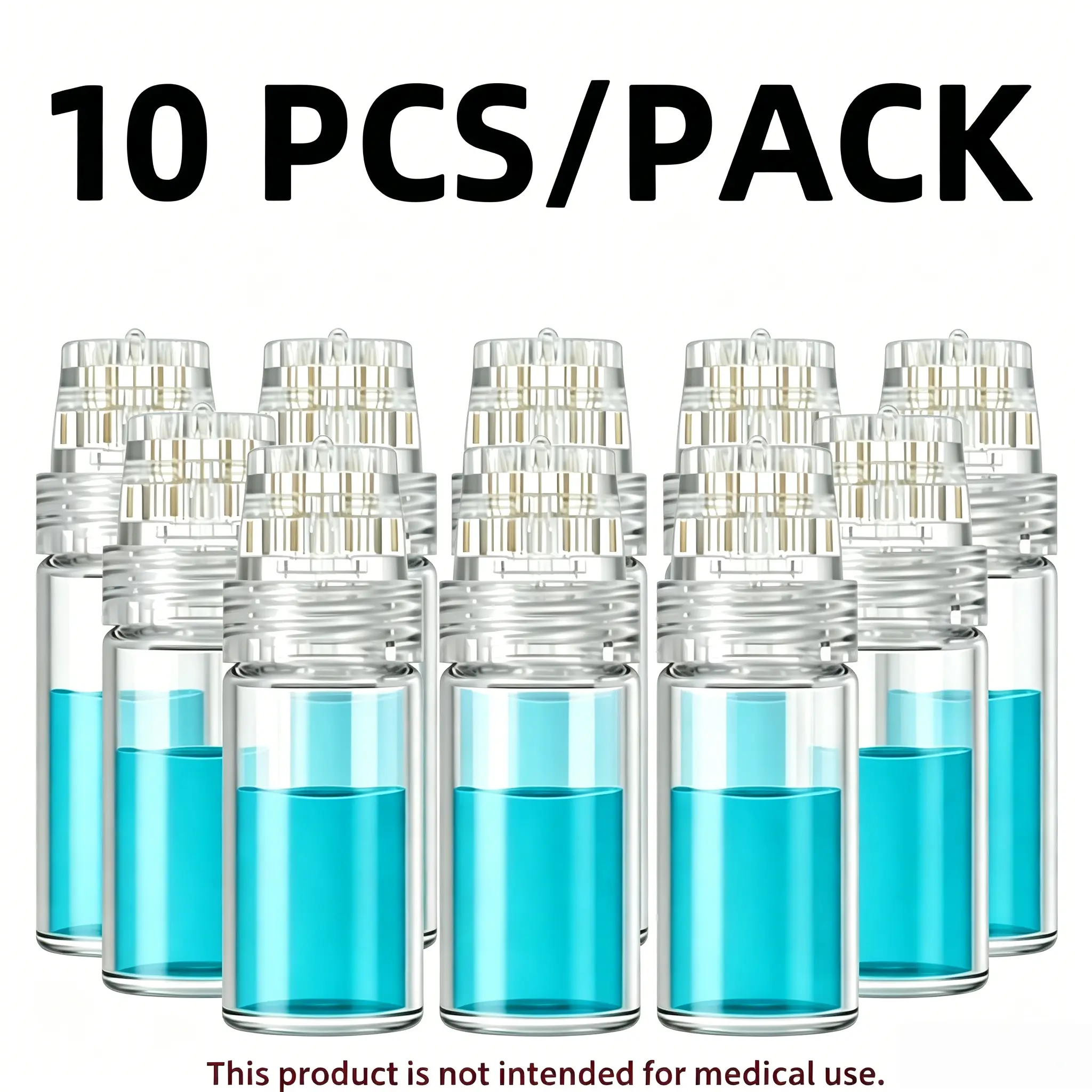 10-Pack Reusable 20-Pin 0.25mm Microneedles, Portable Microneedling Beauty Appliance for Serum Infusion, At-Home Skincare Tool for Microdermabrasion Exfoliation (Facial Care Equipment)