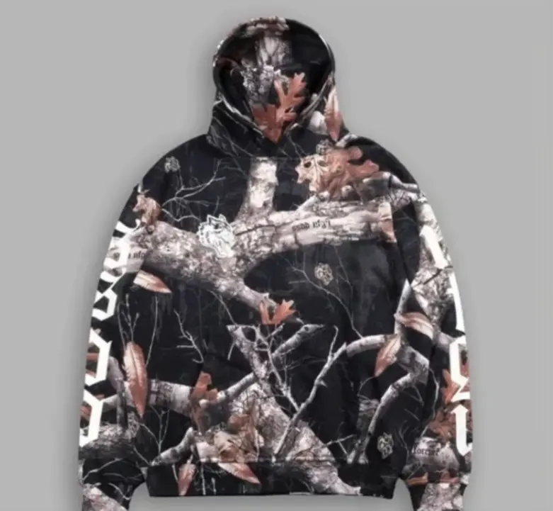 Men's Graphic Wolf Camo Hoodie Casual Streetwear Hoodie, Camo Respect The Wolves
