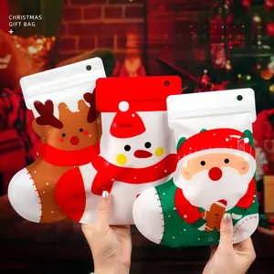 10pcs Christmas Gift Bags, Snowman Plastic Party Favors, Elderly Gifts and Clothing Boxes, Deer Christmas Gift Bag/lottery Box, Party Gift Packs