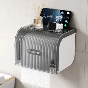 Waterproof Wall-Mounted Toilet Paper Holder, No-Drill Bathroom Tissue Dispenser, Roll Paper Storage Rack, Drawer Type Design, Bathroom Accessory, Bathroom Organizer Supplies, Bathroom Organization