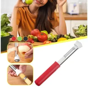 2 in 1 Apple Corer and Peeler Tool, Fruit Vegetable Corer and Peeler Tool Stainless Steel Apple Peeler Apple Corer Remover Tool Multifunction Corer Tool for Vegetable Fruit Kitchen Gadget (Red)