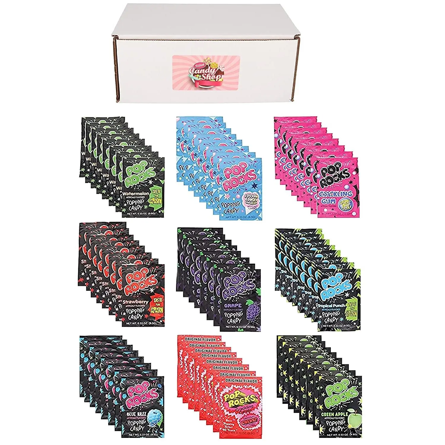 Pop Rocks Popping Candy Variety Pack of 9 Flavors 8 of Each (72 Count)