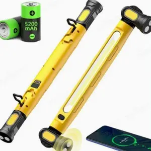 LED Work Light Bar, 6000mAh /3000LM Rechargeable Inspection Lamp - 3 Color Modes 360° Adjustable USB Output IP55 Waterproof, Car Repairing Inspection Garage Workshop Emergency