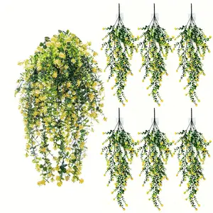 6 Pcs UV Resistant Artificial Camellia Hanging Vine Garland, Fake Hanging Flowers, Faux Hanging Plant, Lifelike Artificial Flower for Wall, Home, Garden, Patio, Yard, Wedding Decoration, Garden Decorations, Outdoor Artificial Decor