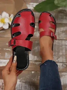 Women's Fashionable Solid Color Slingback Sandals, Casual Trendy Sandals, Casual Comfortable Flat Sandals for Summer, Lightweight Breathable Shoes for Daily Wear, Girl