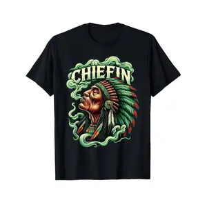 Ootd T Shirt Chiefin WeedPattern Smoking Retro 420 CannabisPattern Pot THC Smoker T-Shirt 220gsm Cotton Round Neck Short Sleeve Casual T-Shirt A77