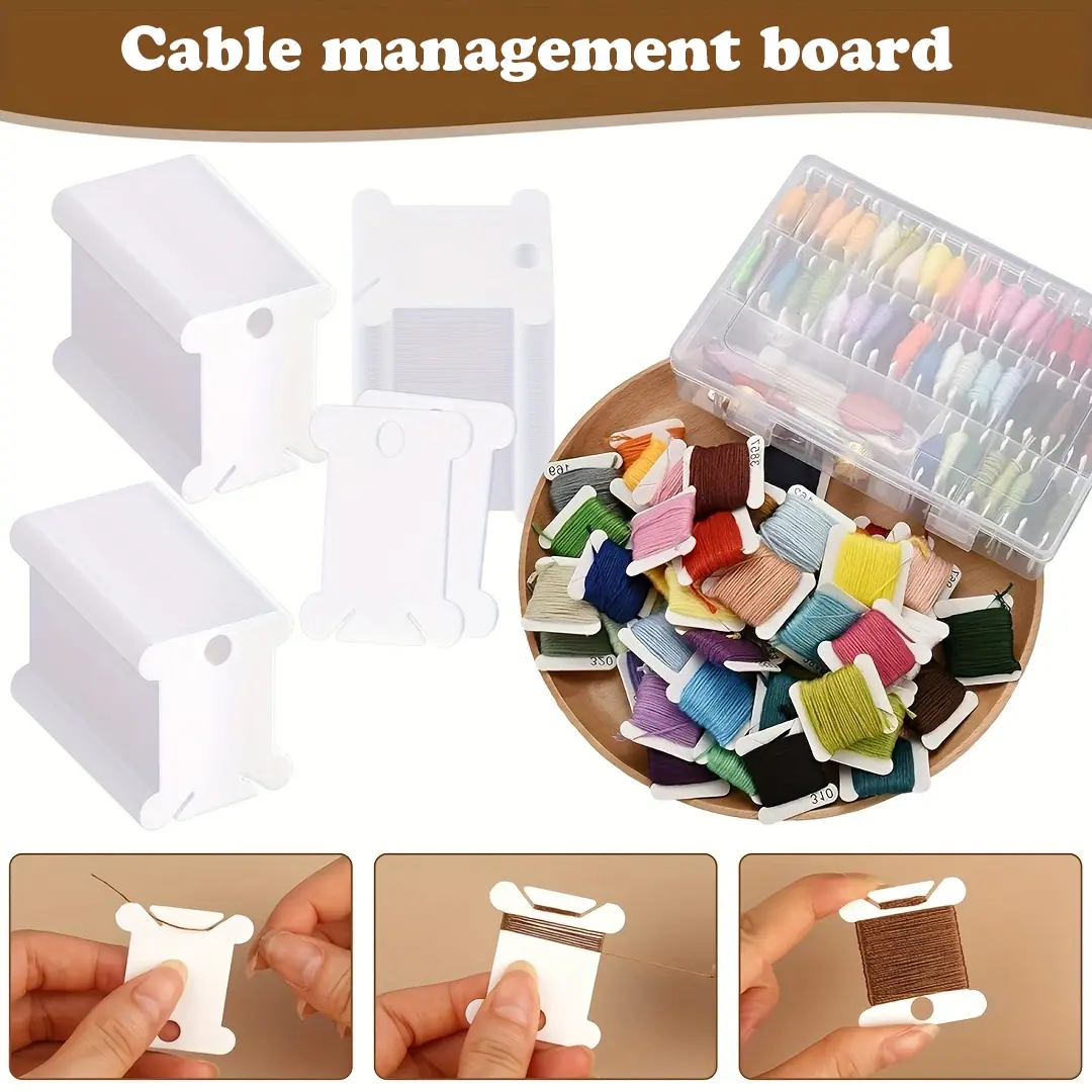 100 Pcs Embroidery Thread Organizer Cards, DIY Cross Stitch Floss Bobbins, Durable Plastic Storage Box, Craft Supplies, Sewing Accessories, Sewing Supplies Crafts, Sewing Accessories and Supplies
