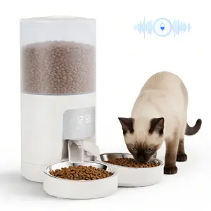 Automatic Cat Feeder, Timed Cat Food Dispenser with APP Control, 10s Voice Recorder, Dual Power Supply, 2.4G WiFi Indoor Programmable Pet Feeder with Desiccant for Small Cats and Dogs