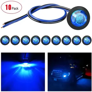 Nilight 3/4 inch Blue Round LED Marker Lights (10 Pcs)