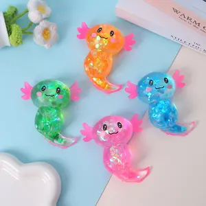 4Pcs/Set Cute Transparent TPR Axolotl Squeeze Toy - Anti-Anxiety Sensory Fidget Squishie for Party Gifts, Including Axolotl, Character, Mini, Fidget and Sensory Squishy Animals, Axolotl Squishy Animals, Character Squishy Animals