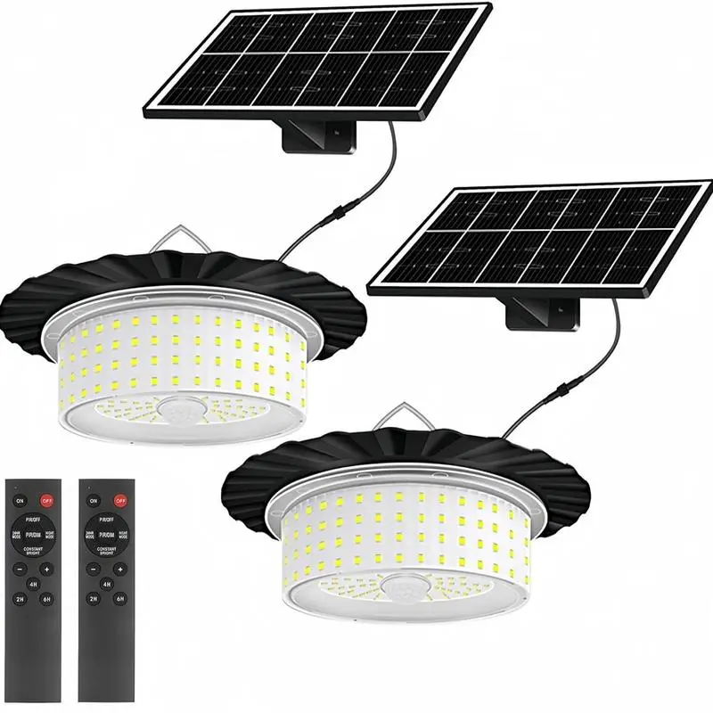 Solar Shed Light Outdoor Indoor, Upgrade 244 LED 360° Lighting Motion Sensor Pendant Light, Waterproof Solar Lights with Remote Control, Timer, 5 Modes for Shed Gazebo Garage Barn