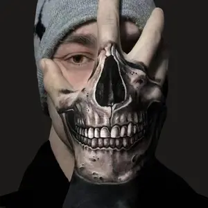 Skull Pattern Temporary Tattoo Sticker, 1 Sheet Waterproof Long Lasting Temporary Fake Tattoos Decals, Unisex Body Art Stickers for Men & Women, Halloween