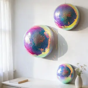 3pcs Disco Ball Half Sphere, Reflective Colorful Pieces, Wedding Stage Mirror Balls, Vibrant Decorative Lighting Accessories