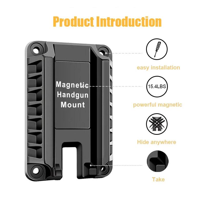 Gun Magnet Bracket Quick Draw Gun Magnetic Pistol Holster Hidden Car Applicable to multiple scenarios Adjustable Gun Magnet Bracket Quick Draw Gun Magnetic Pistol Holster Hidden Car Applicable to multiple scenarios Adjustable