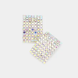 Rectangle AB Rhinestone Pageant Earrings  | Interview Earrings | 190549