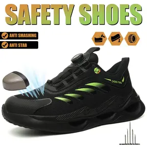 Men's Safety Work Shoes - Anti-Smash Steel Toe Walking Shoes with Breathable Mesh, Steel Toe, Anti-Slip EVA Sole for Construction Worker, Walking ShoesCasual Chic Striped Style, Elastic Closure, Round Toe, Father's Day Gift